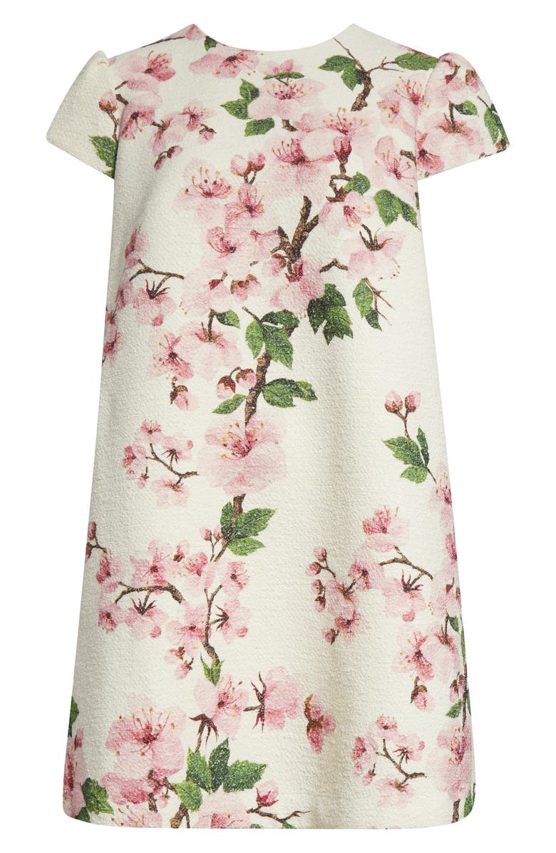 Oscar de la Renta Cherry Blossom Cap Sleeve Shift Dress, Alternate, color, Pink/ Ivorys