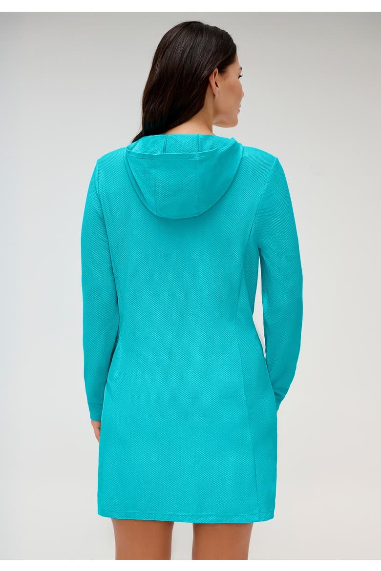 Chlorine Resistant Quick Dry Hoodie Zip Front Cover Up, Alternate, color, Oasis