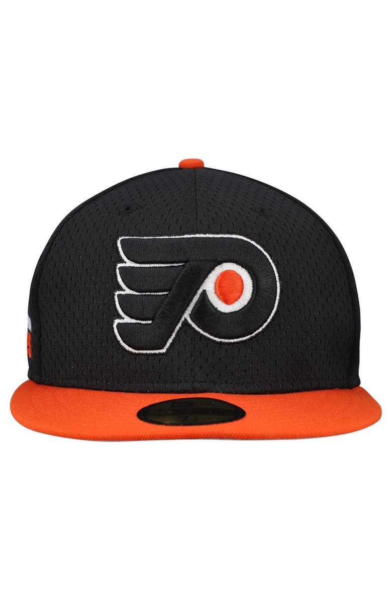 New Era Men's New Era Black/Orange Philadelphia Flyers Mesh Crown Two-Tone 59FIFTY Fitted Hat, Alternate, color, Black