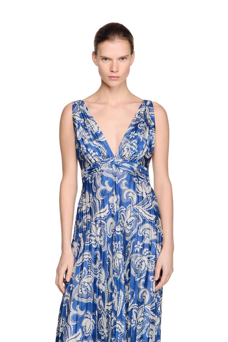 Floral print maxi dress, Alternate, color, Blue / ecru