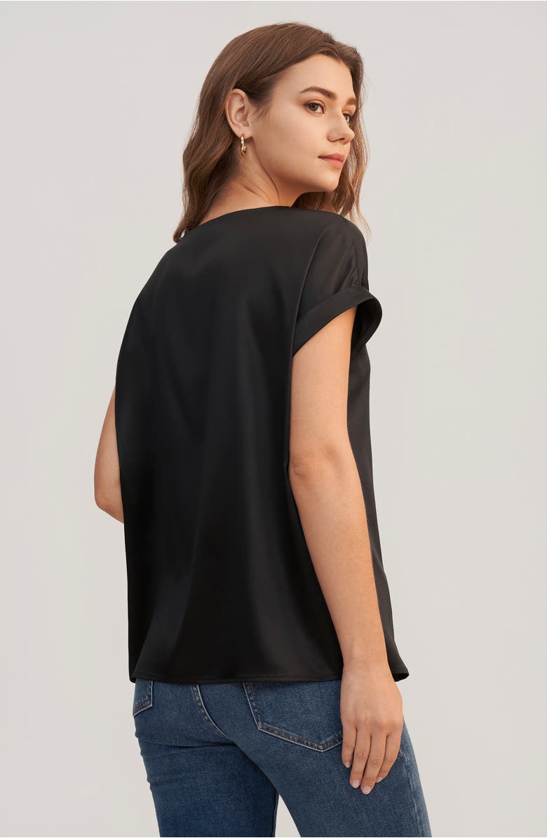 Lilysilk Short Sleeves Round Neck Silk Tee, Alternate, color, Black
