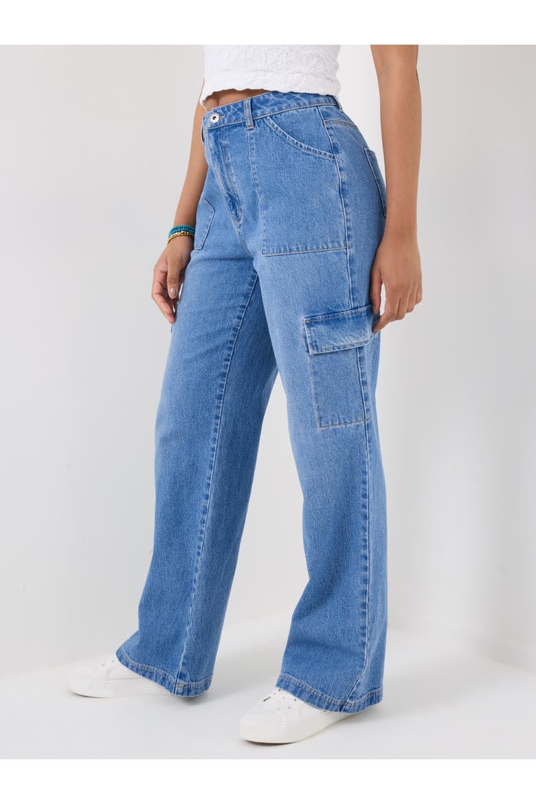 Denim Cargo Pants, Main, color, LIGHT BLUE