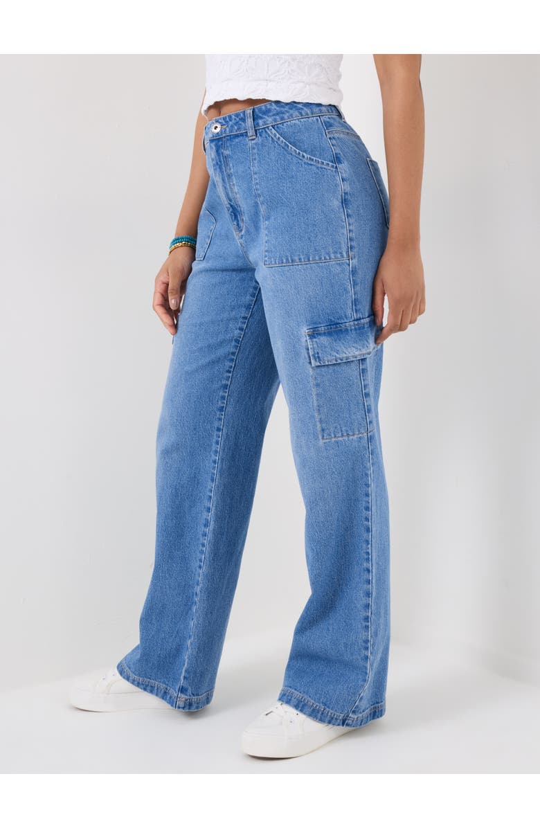 Joe Browns Denim Cargo Pants, Main, color, Light Blue