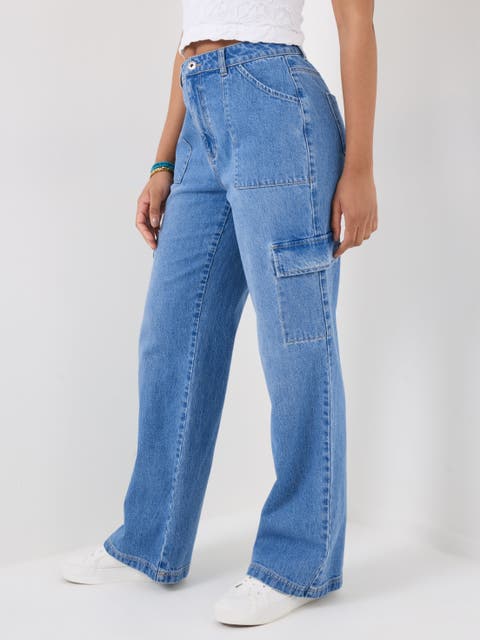 Denim Cargo Pants (Plus)