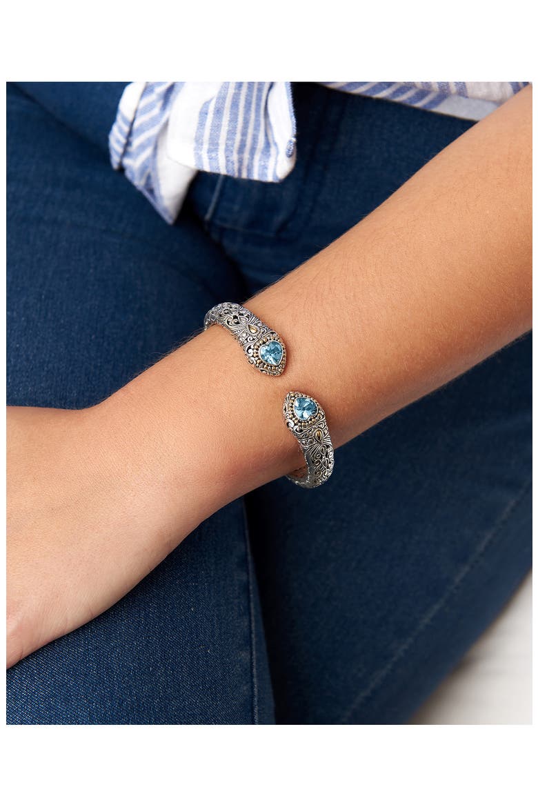 Stone & Sterling Silver Bali Lovina Cuff Bracelet, Alternate, color, SILVER/ GOLD/ RED