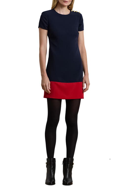 RALPH LAUREN LAUREN RALPH LAUREN COLORBLOCK STRETCH CREPE MINIDRESS 