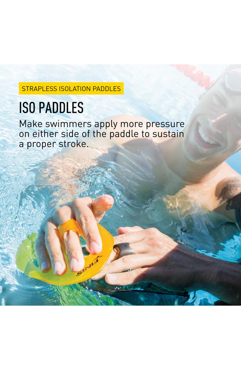 FINIS Iso Swim Training Paddles Stroke Technique Trainer Isolates Muscle Groups Strapless, Alternate, color, Black & Yellow