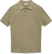 MANGO Band Collar Linen & Cotton Button-Up Shirt