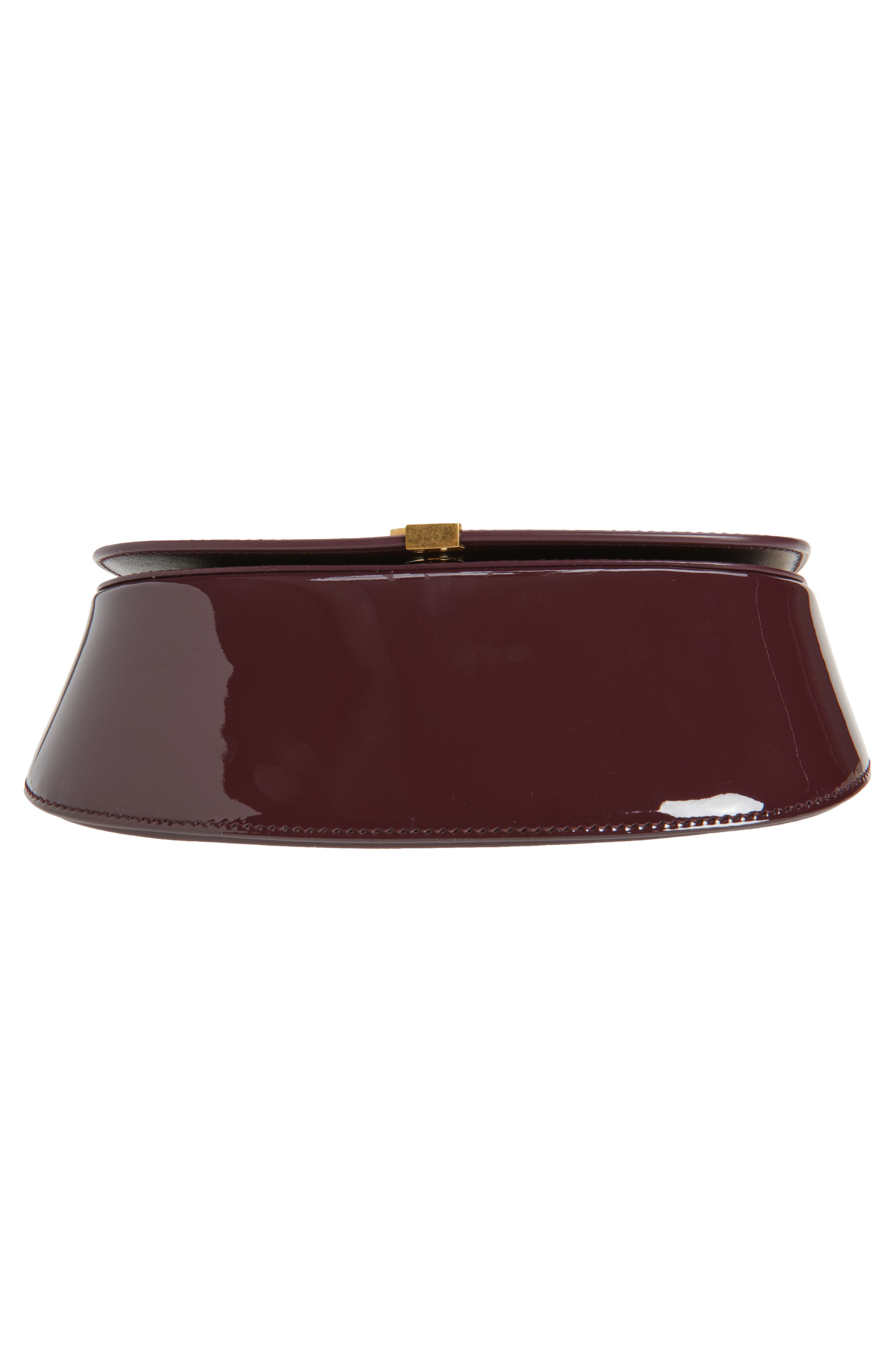 Saint Laurent Voltaire Patent Leather Top Handle Bag, Alternate, color, Dark Red Wine