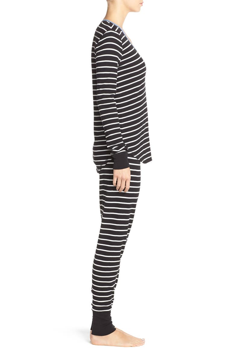 Thermal Pajamas, Alternate, color, BLACK STRIPE