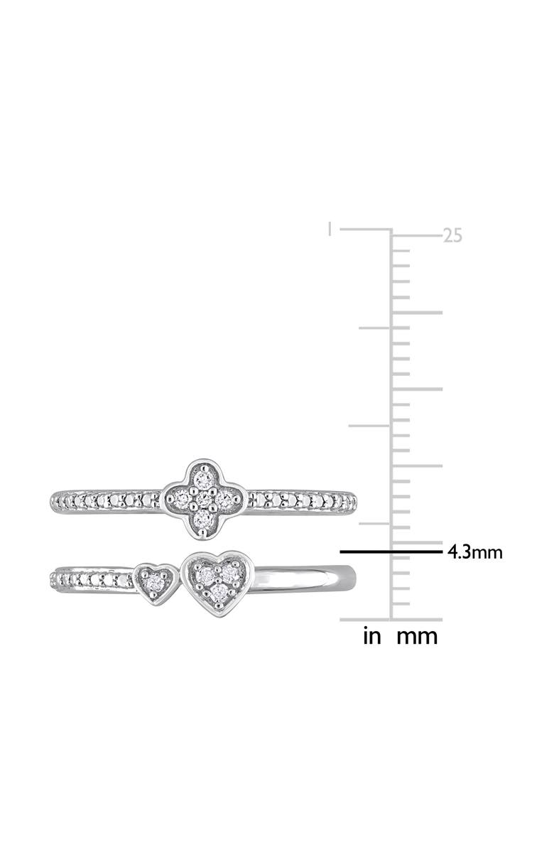 DELMAR Set Of 2 Diamond Rings - 0.11ct., Alternate, color, Silver/ Diamond