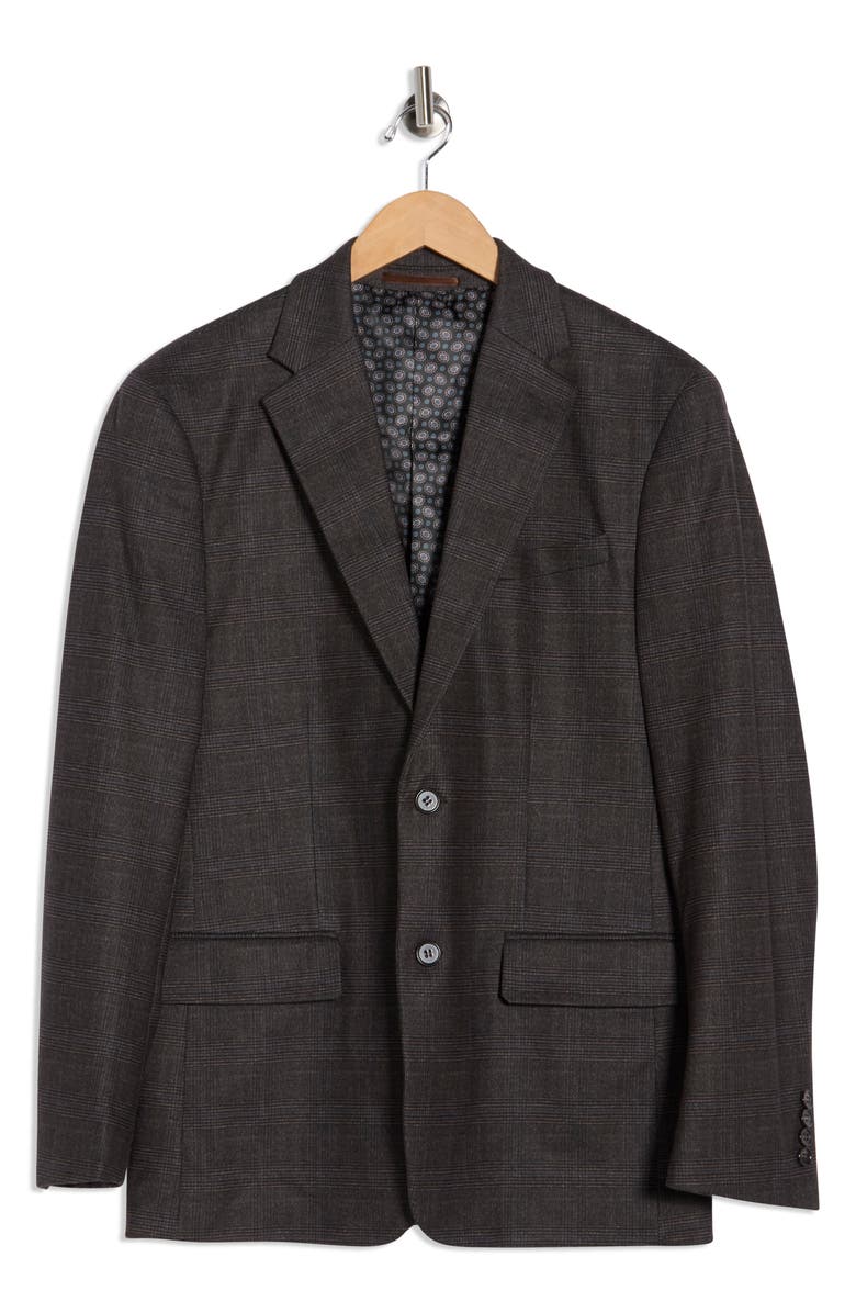 Duchamp Slim Fit Plaid Stretch Knit Blazer, Alternate, color, Brown