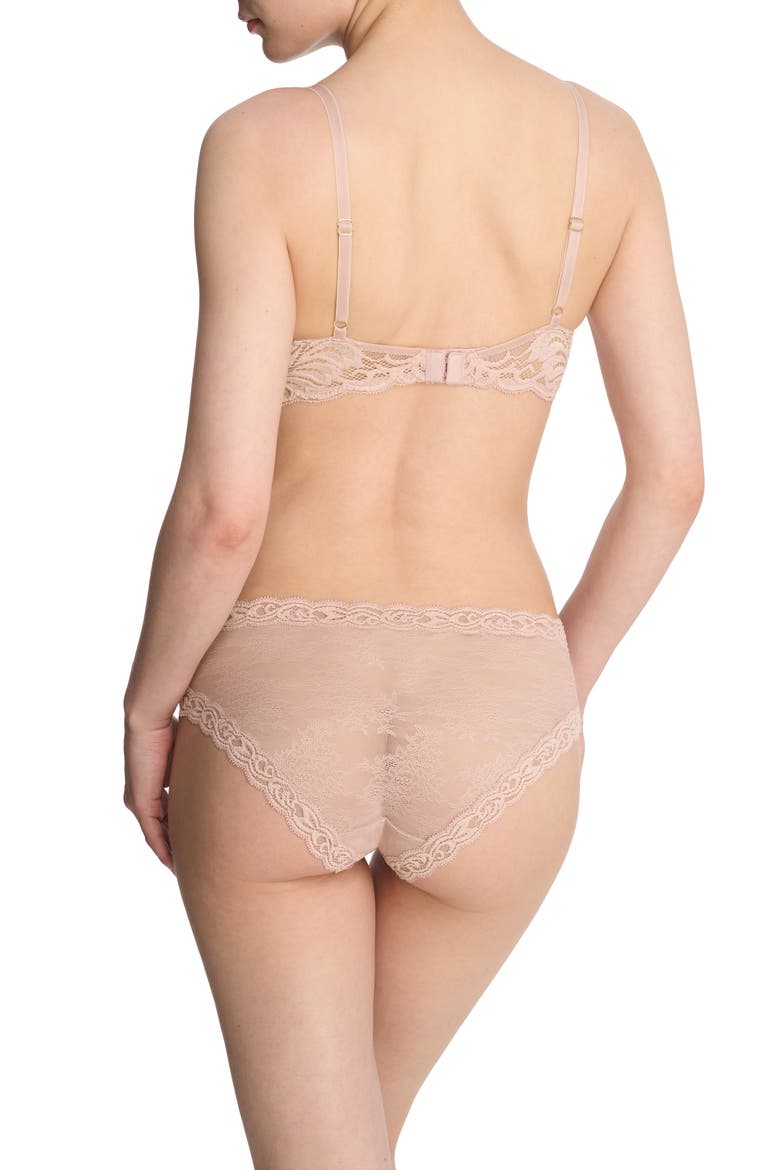 Feathers Plunge T-Shirt Basics Bra, Alternate, color, ROSE BEIGE LACE/ PINK PEARL