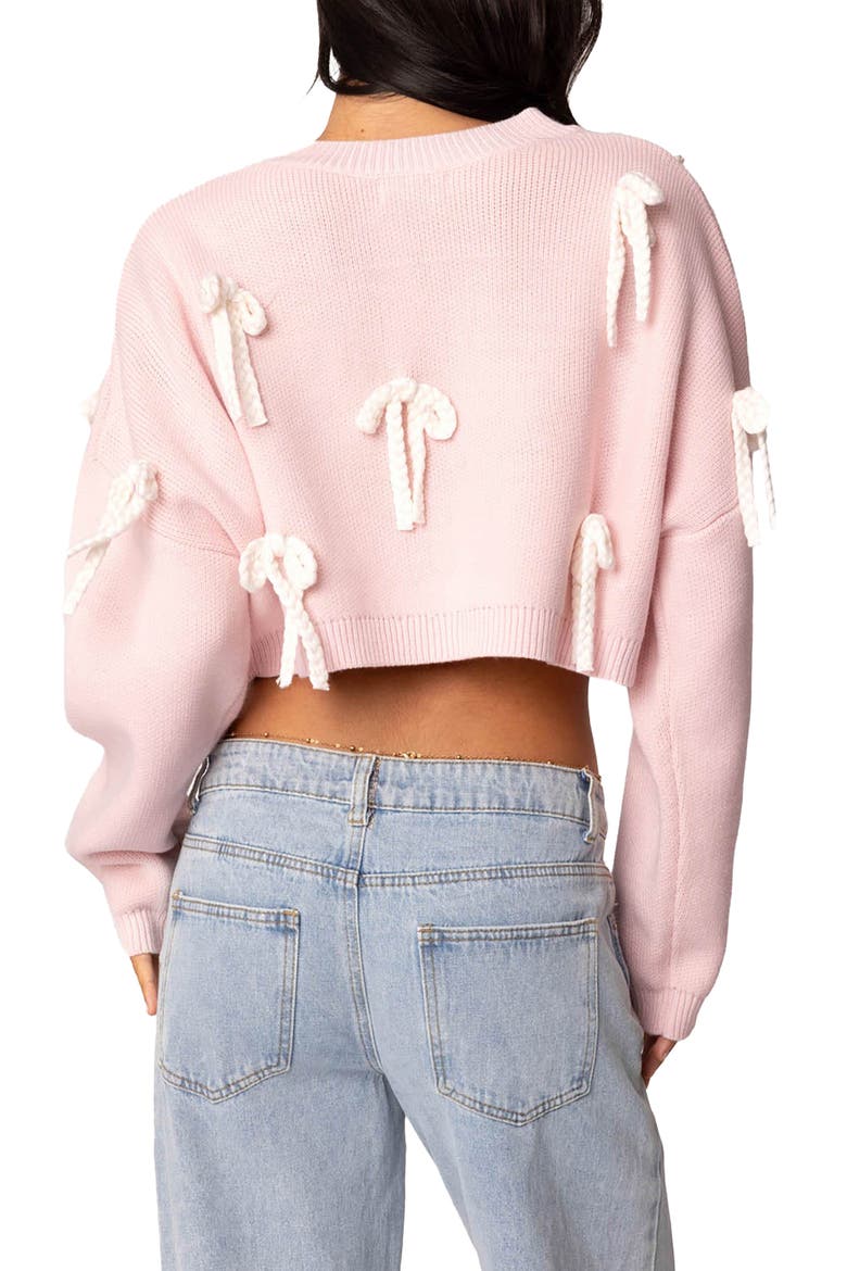 Bow Crop Sweater, Alternate, color, PINK