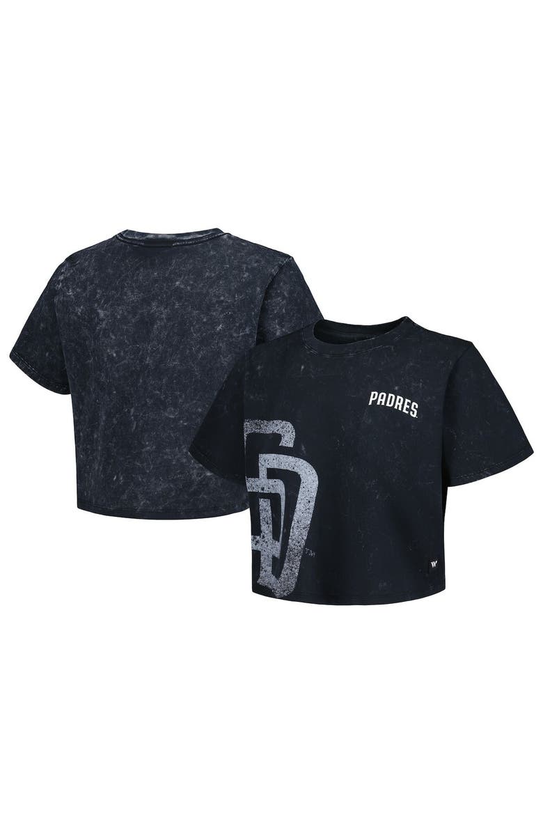 THE WILD COLLECTIVE Women's The Wild Collective Black San Diego Padres Cropped T-Shirt, Main, color, 