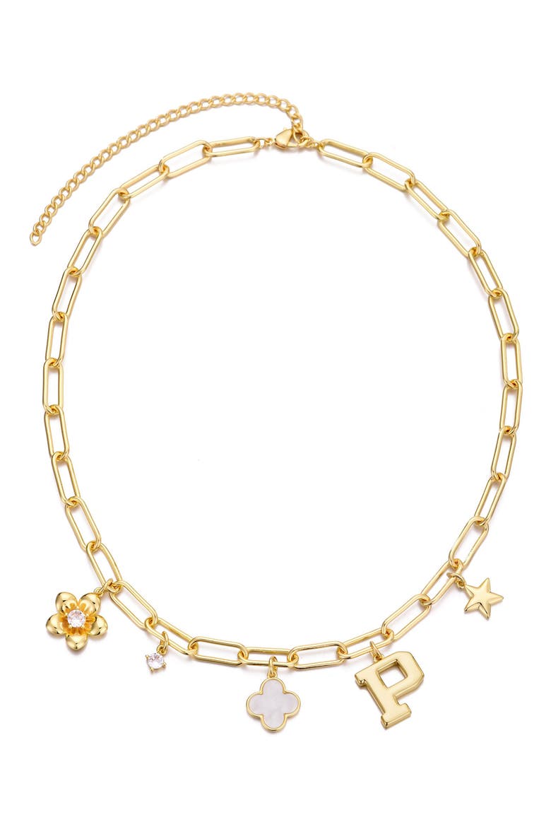 Initial Charm Pendant Necklace, Main, color, GOLD-P