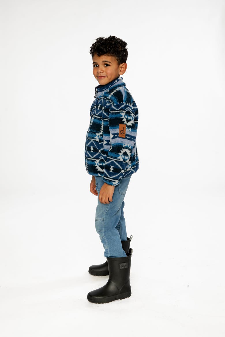 Mid-Season Plush Half Zip Kangaroo Pocket Pullover Jacket, Alternate, color, Aztec Blue