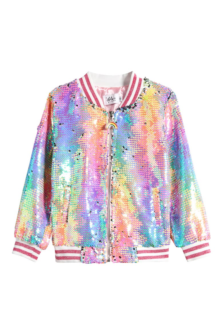 Kaleidoscope Sequin Bomber, Main, color, PURPLE MULTI