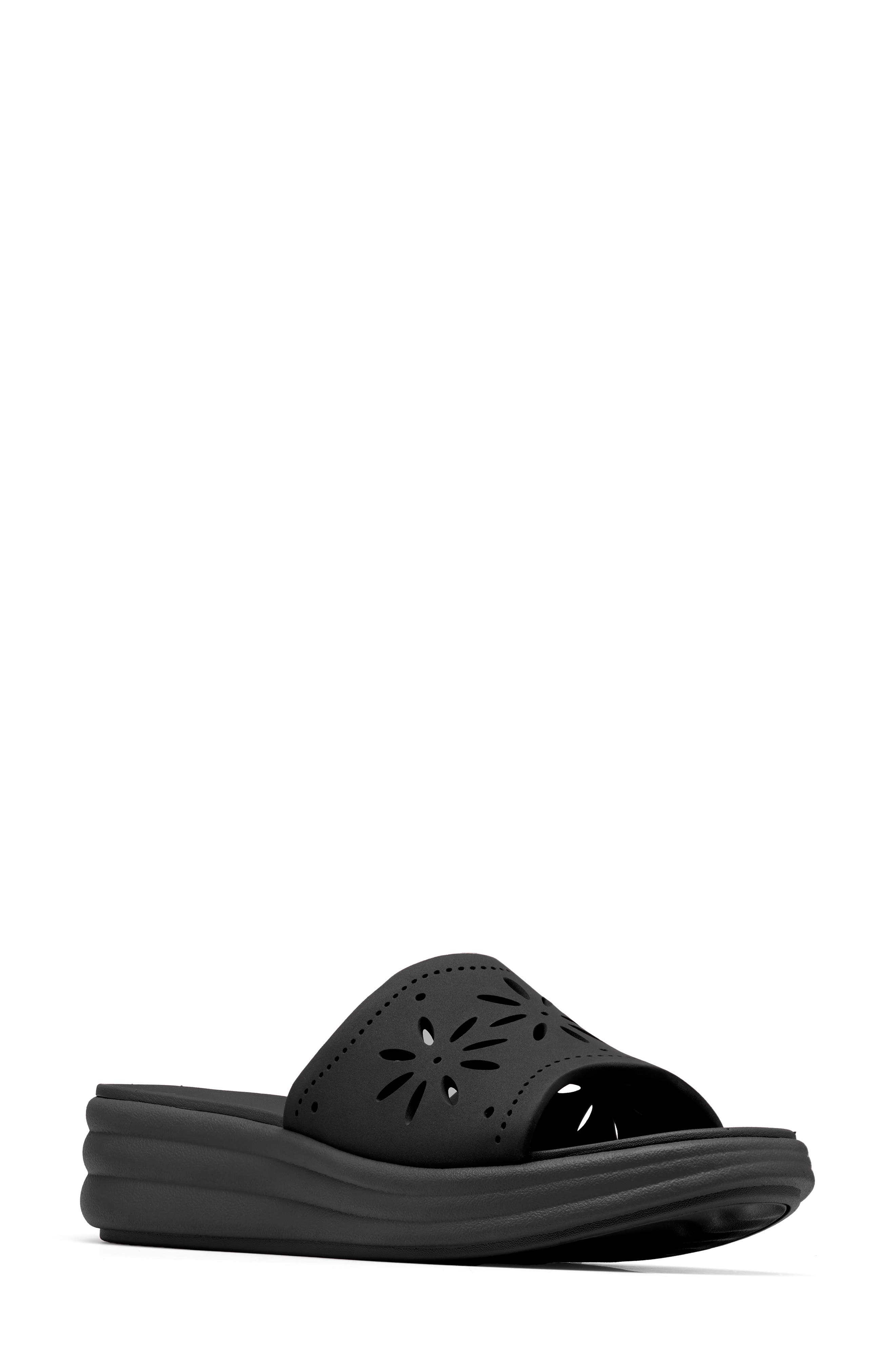 Clarks® Drift Floral Wedge Slide Sandal