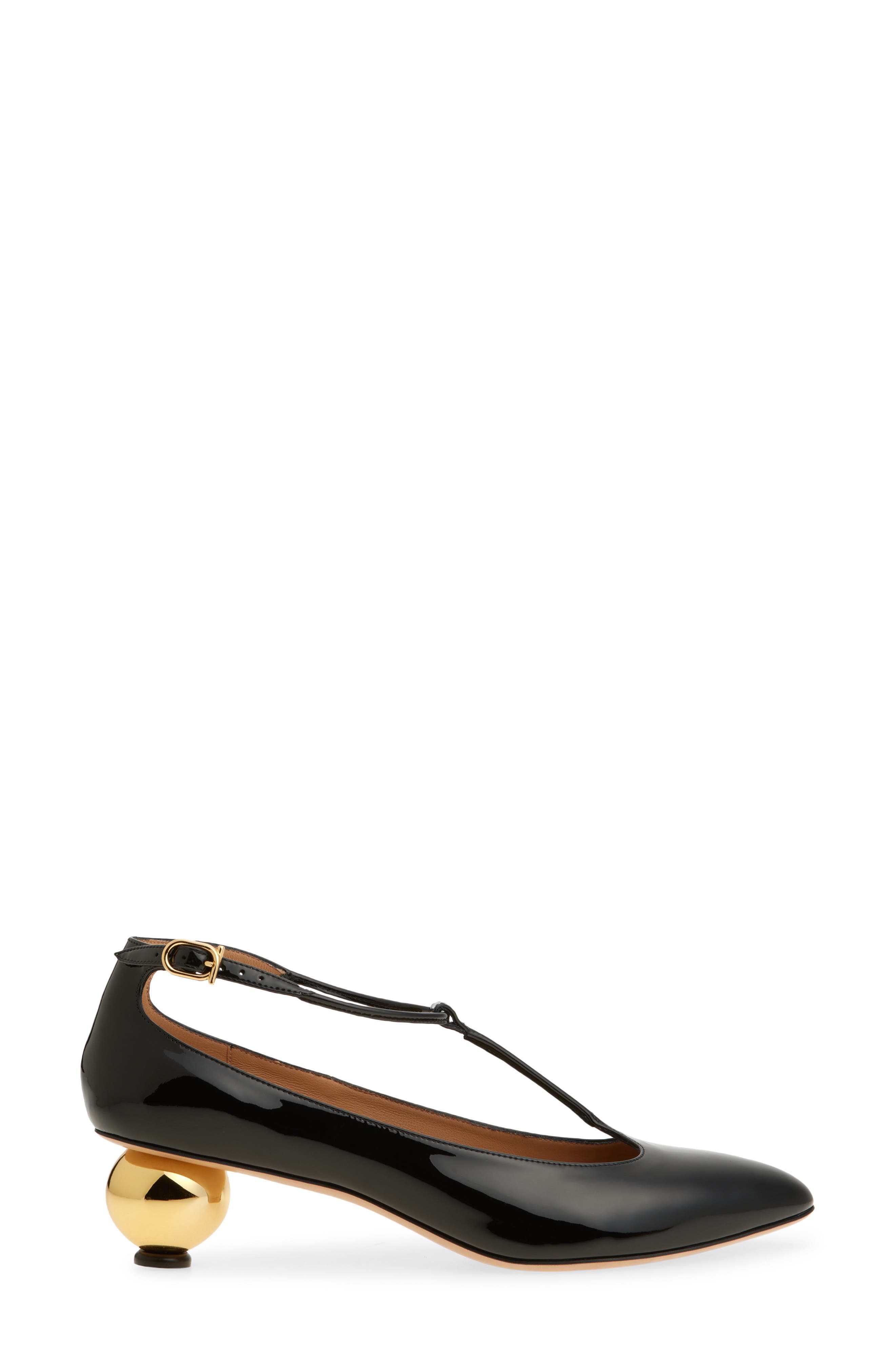 FERRAGAMO Tania T-Strap Pointed Toe Pump, Alternate, color, Nero