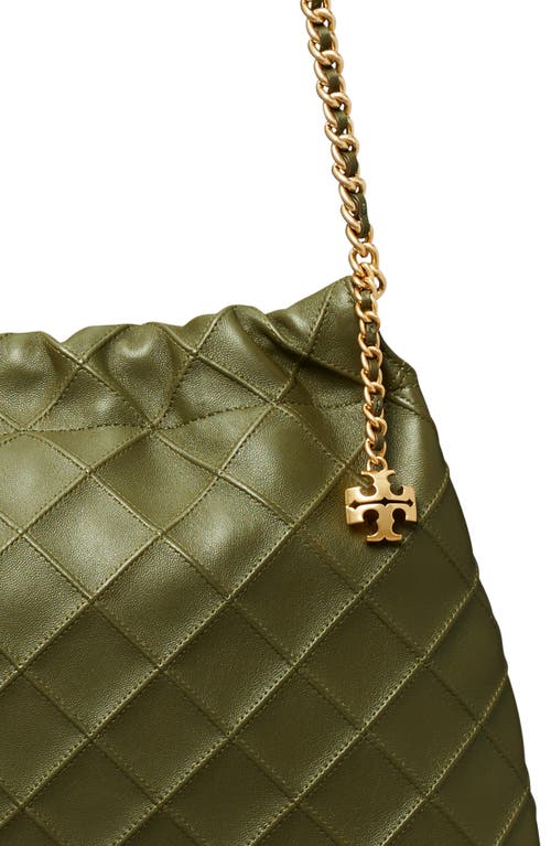 Tory Burch Fleming Quilted Leather Hobo Bag In Green
