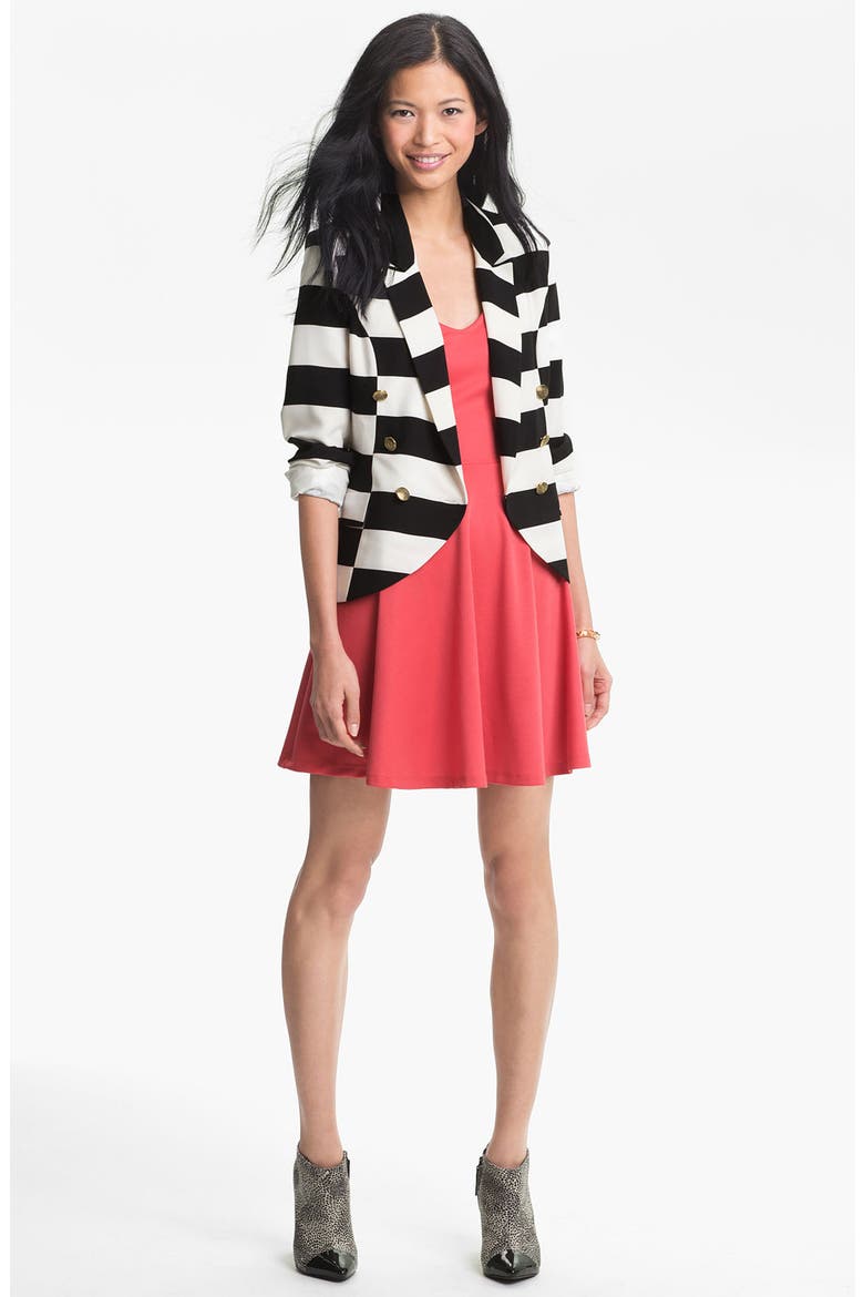 B.C.N.U. Stripe Double Breasted Blazer, Alternate, color, BLACK