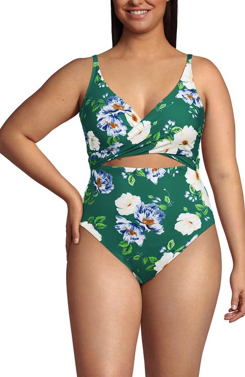 Plus Size Wrap Monokini High Leg One Piece Swimsuit