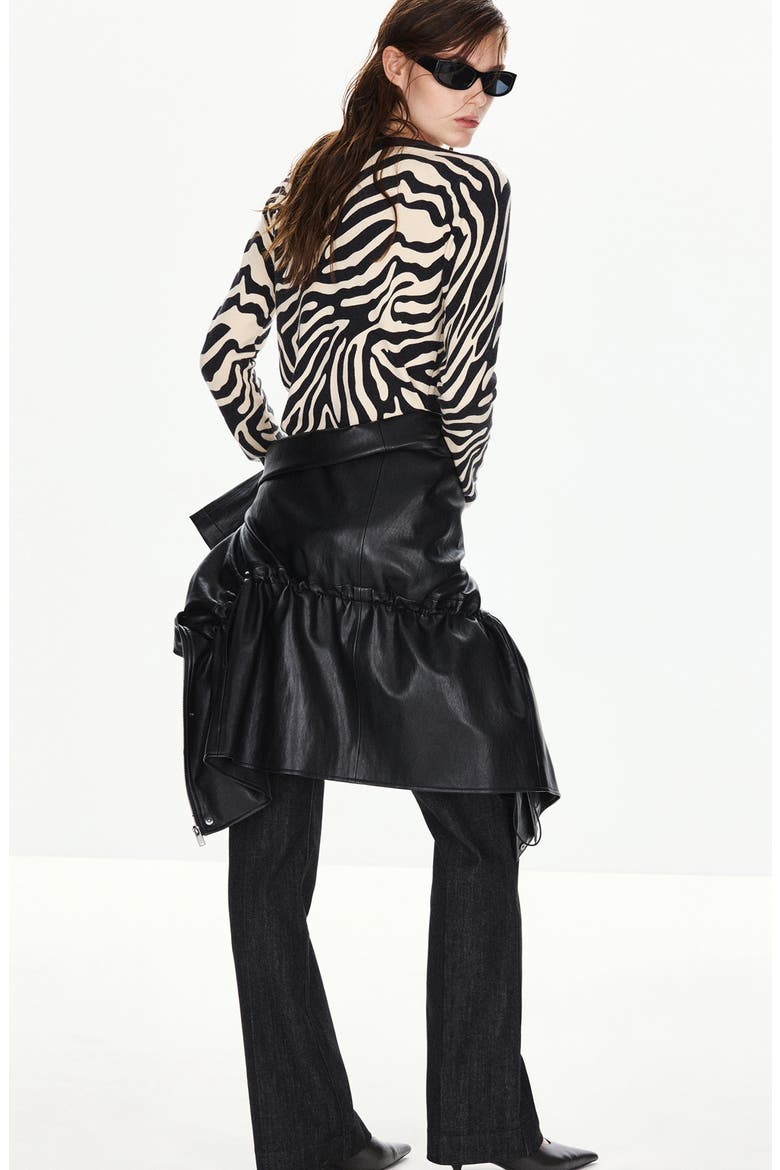 Zebra Crewneck Sweater, Alternate, color, BLACK