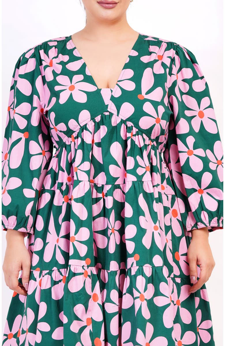 Leota Zariah Empire Waist Mini Dress, Alternate, color, Dancing Daisies Evergreen