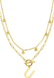 Adornia Initial Pendant Layered Chain Necklace