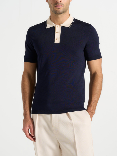 Roux Contrast Detail Luxe Knit Polo Shirt