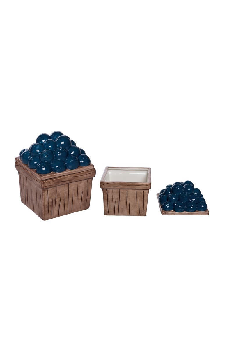 Ceramic Berry Lidded Dip Bowl Tabletop Container Multicolored for Patriotic Serving and Entertaining, Alternate, color, Multicolored