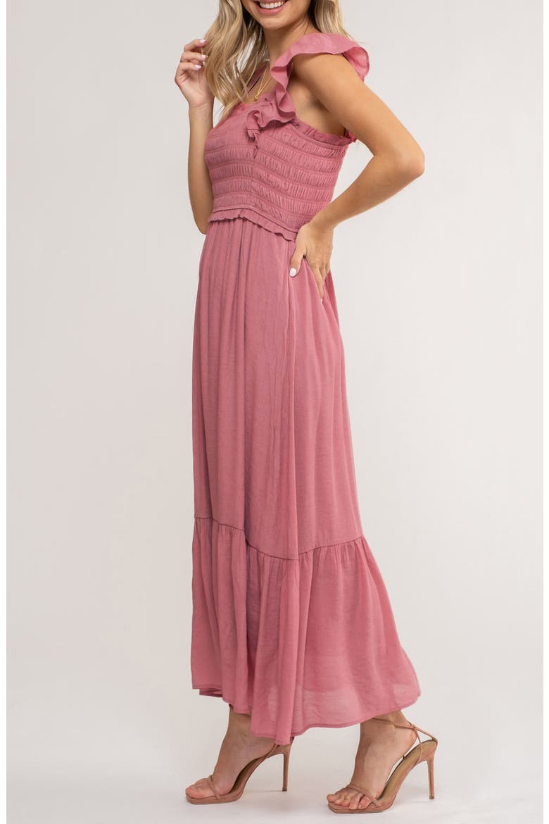 Ruffle Cap Sleeve Fit & Flare Maxi Dress, Alternate, color, PINK