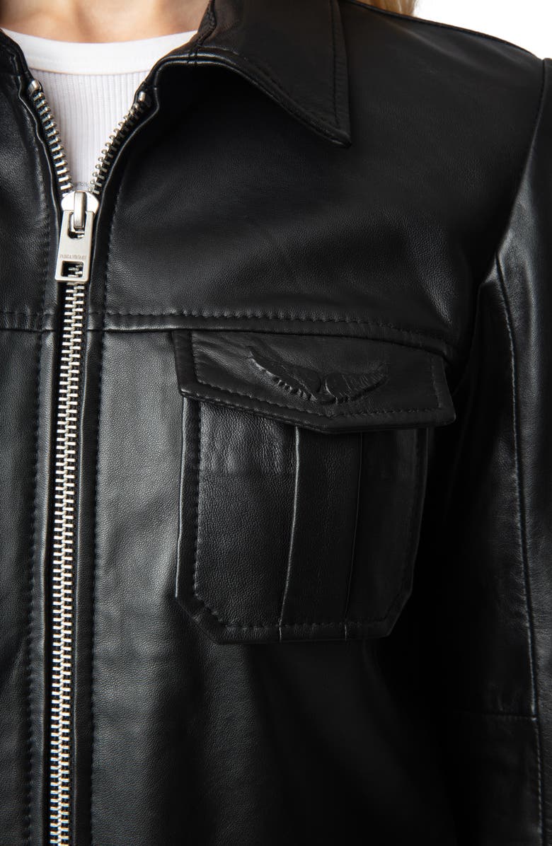 Zadig & Voltaire Lienna Leather Moto Jacket, Alternate, color, 