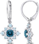 DELMAR London Blue Topaz & White Topaz Drop Earrings