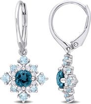 DELMAR London Blue Topaz & White Topaz Drop Earrings