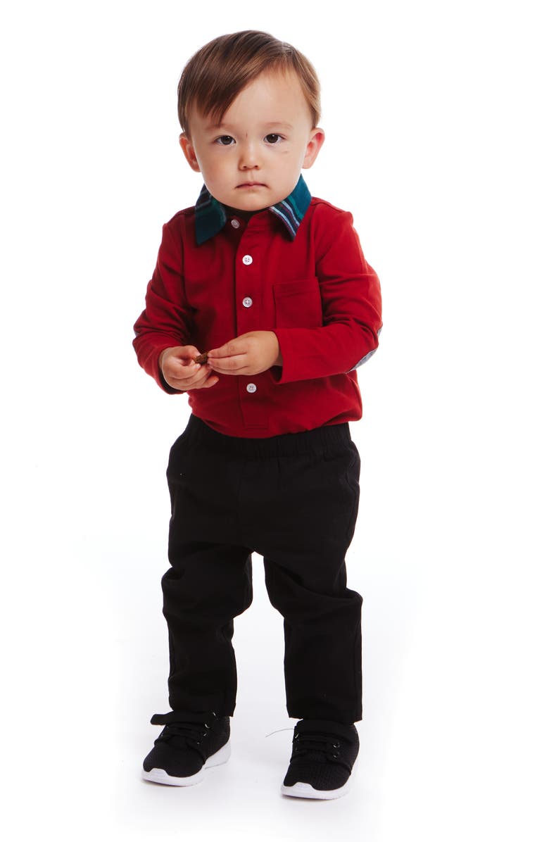 Andy & Evan Collared Bodysuit & Pants Set, Alternate, color, Red