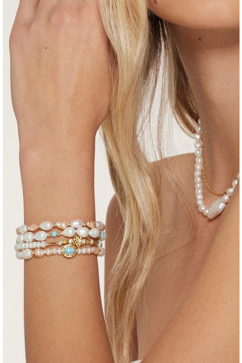 Golden Cherry Blossom Bracelet, Alternate, color, WHITE / GOLD