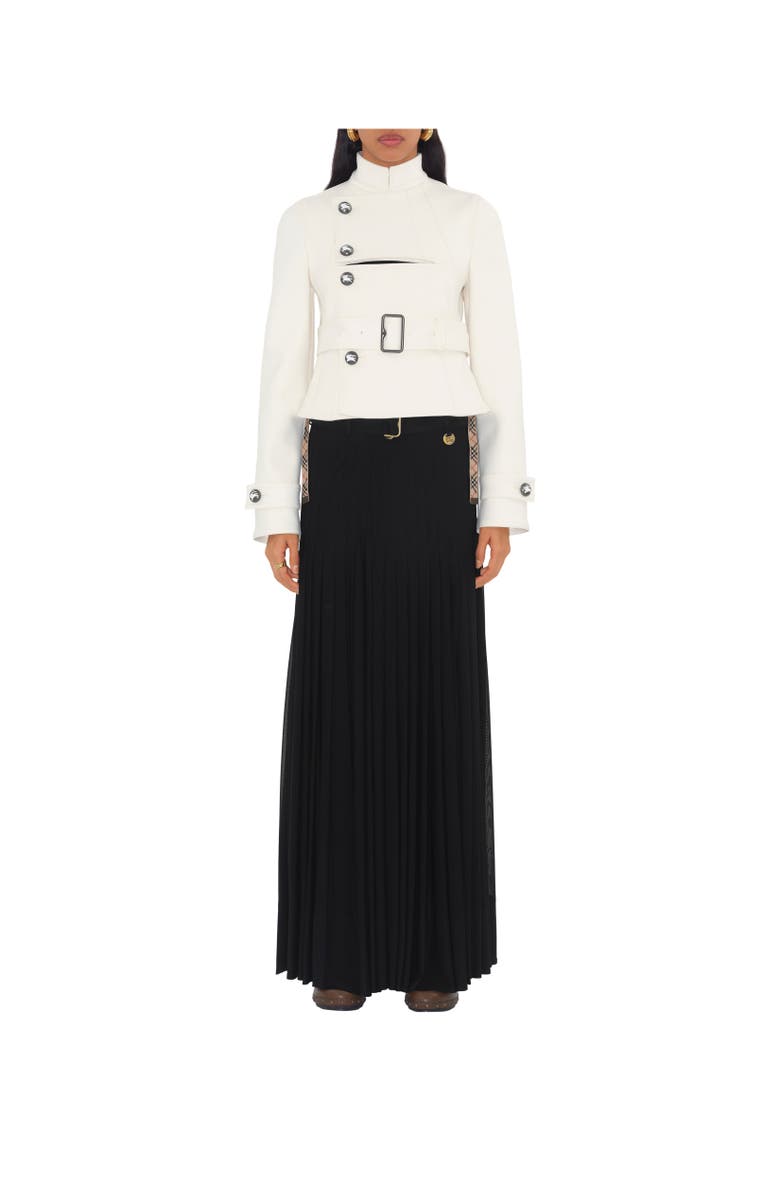 Burberry Stretch Cotton Blend Tailored Jacket, Alternate, color, Off White