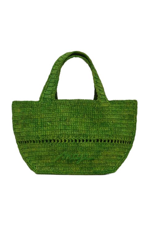 Natural raffia mini tote