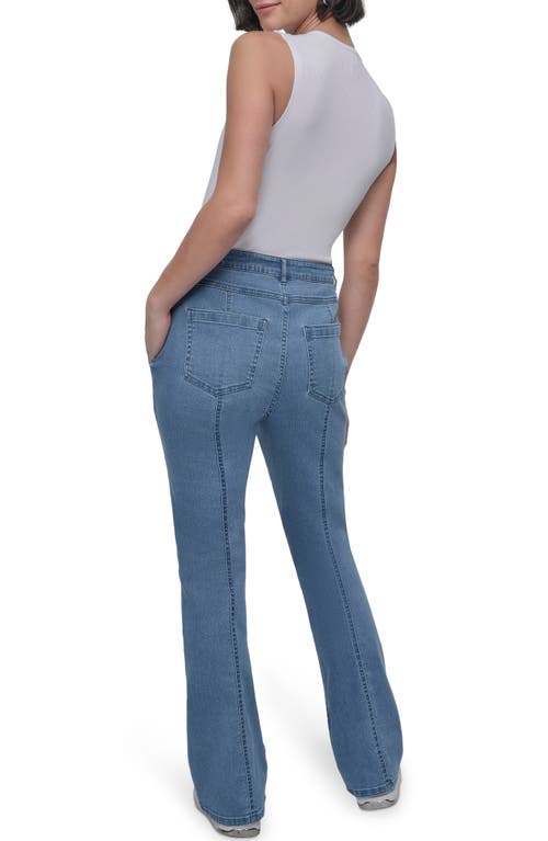 Dkny Seam Front Kick Flare Jeans In Bleecker Wash