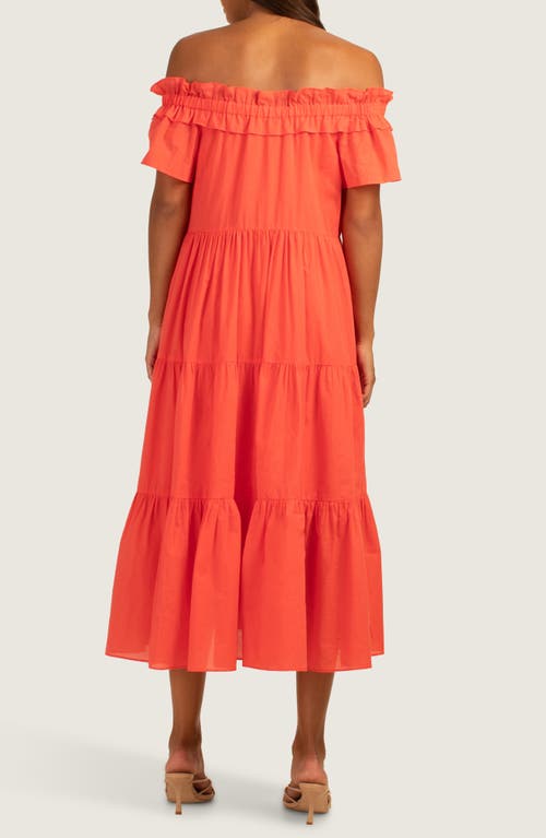 Trina Turk Cattleya 2 Tiered Off-the-shoulder Dress In Slushie