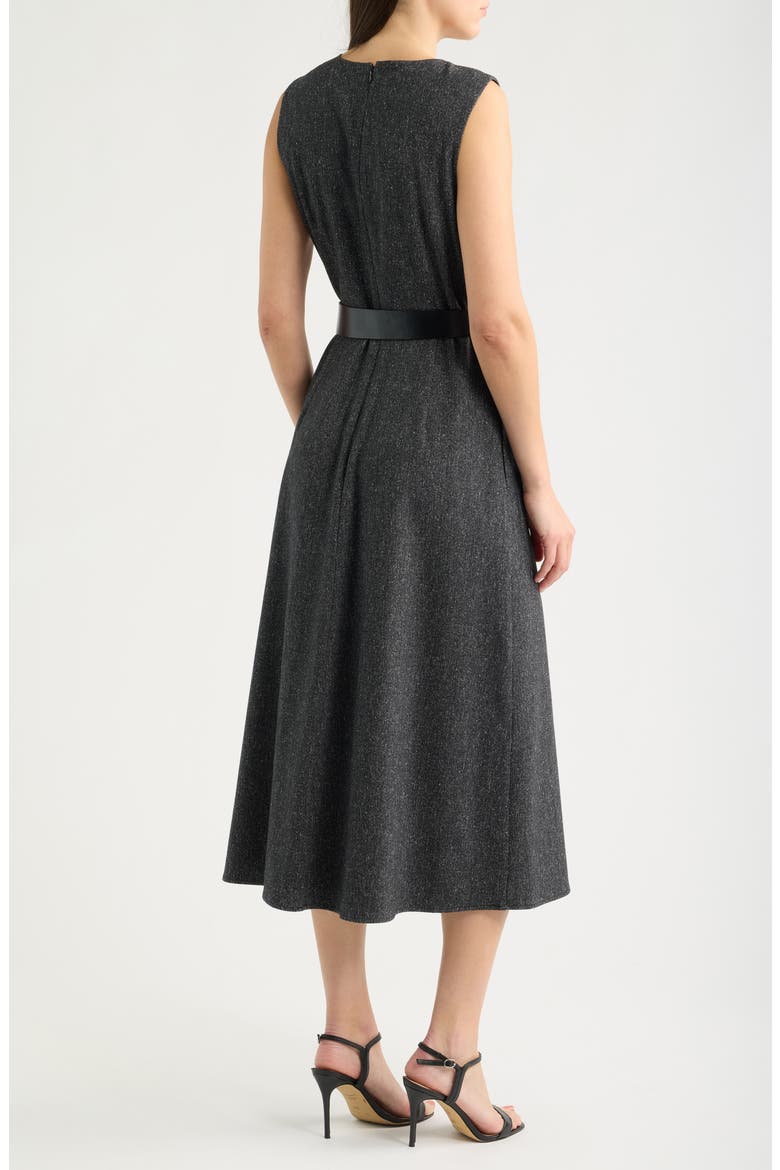 Belted Sleeveless Midi Dress, Alternate, color, SALT PEPPER