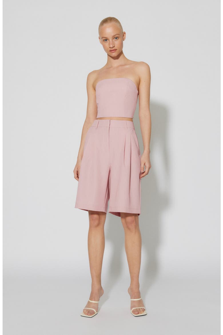 Caroline Pleated High Waist Bermuda Shorts, Alternate, color, POTPOURRI