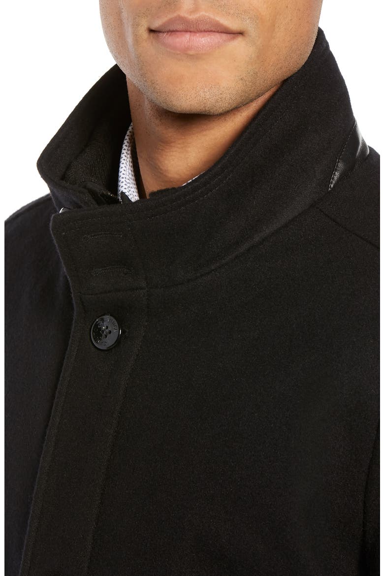 Classic Wool Blend Car Coat with Inset Bib, Alternate, color, BLACK