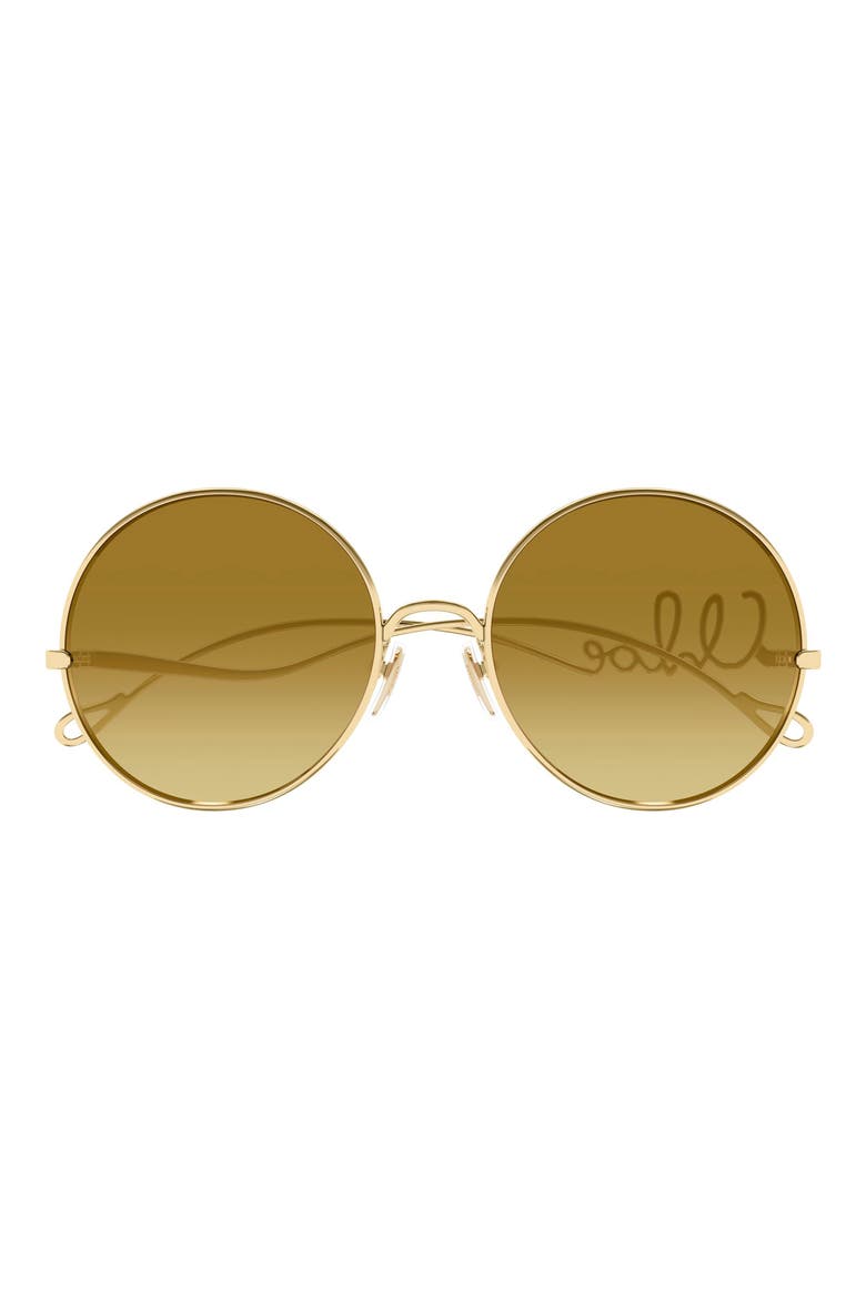 56mm Gradient Round Sunglasses, Main, color, GOLD