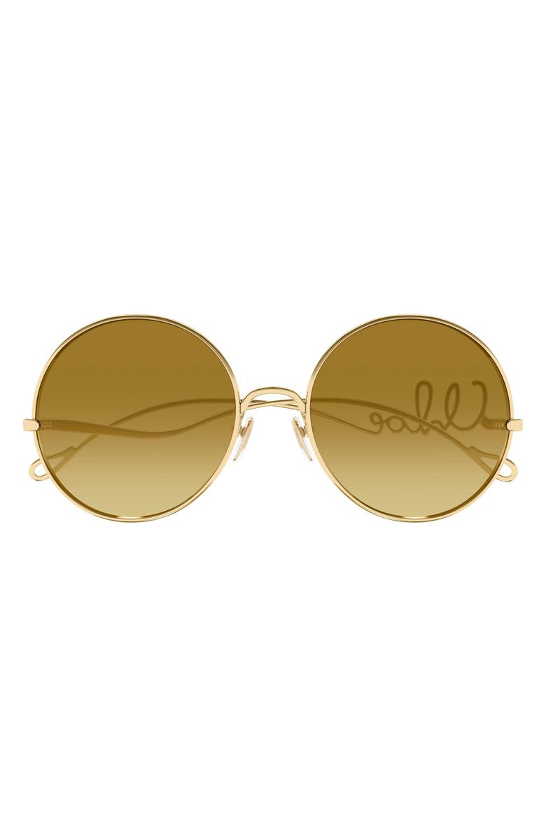Chloé 56mm Gradient Round Sunglasses, Main, color, Gold