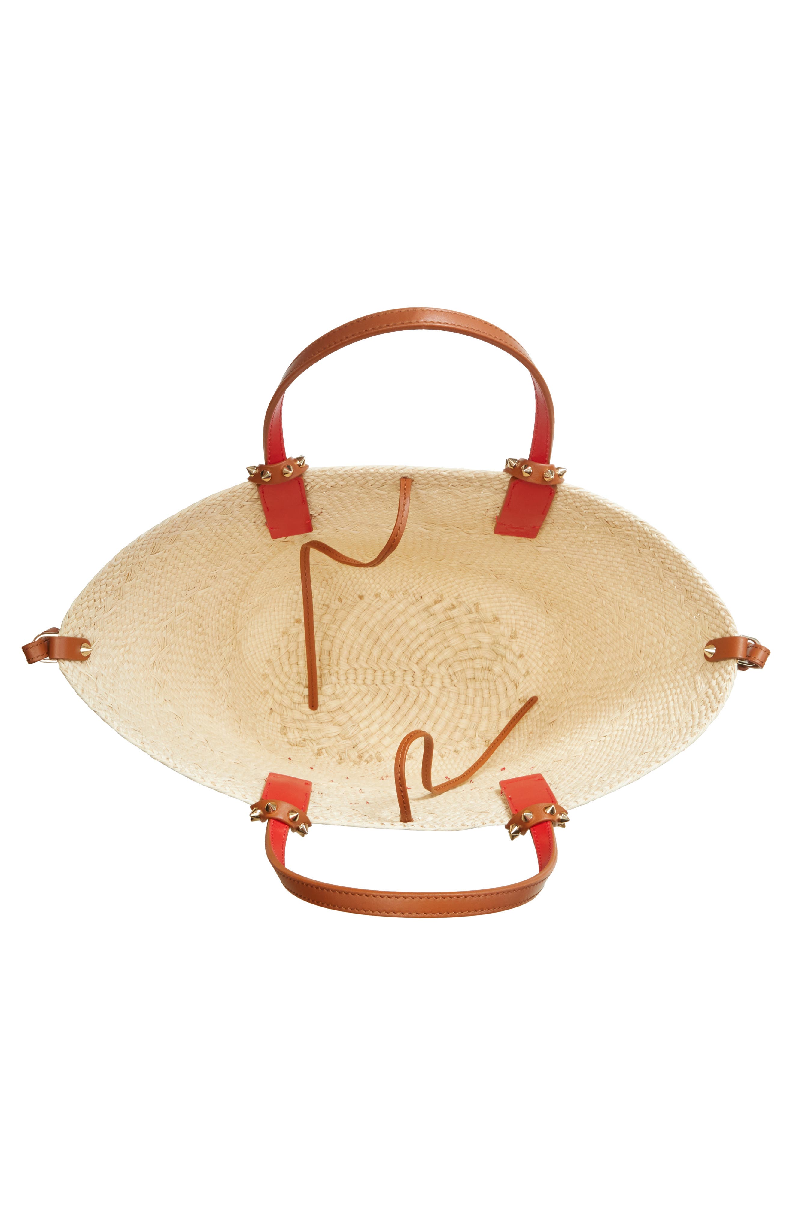 Christian Louboutin Mini Cabata Raffia Basket Tote, Alternate, color, Natural/ Cuoio