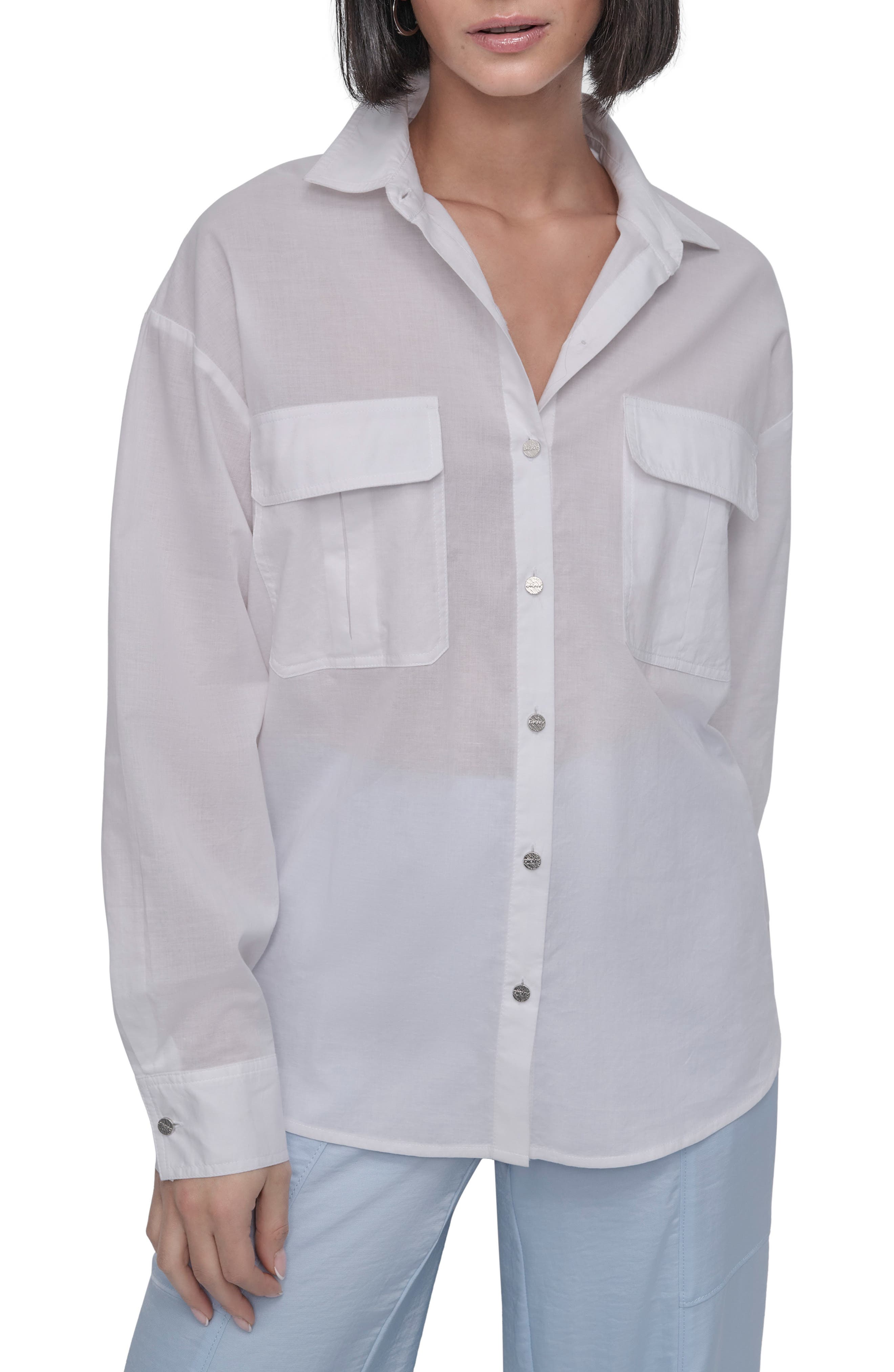 DKNY Cotton Voile Button-Up Shirt
