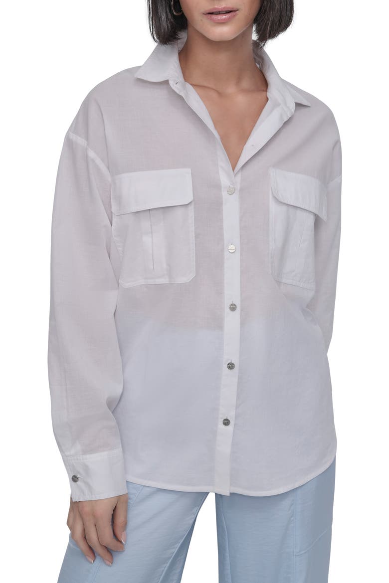 Cotton Voile Button-Up Shirt, Main, color, WHITE